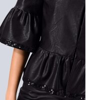 Damen Kurzjacke Lederimitat-Blazer schwarz 3/4-Arm Größe 40 NEU HA30a