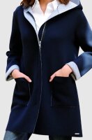 Damen Long-Jacke Übergangsmantel marine-grau Kapuze Größe 48 NEU HB125