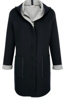 Damen Long-Jacke Übergangsmantel marine-grau Kapuze Größe 48 NEU HB125