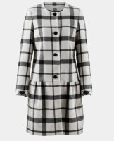 Damen Übergangs-Mantel karriert Grau-Ecru 45%Wolle Größe 40 NEU HB112