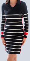 Strick-Kleid mini langarm Blau-Weiß-Rot Elastisch Größe 46 NEU B21