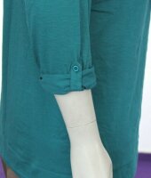 Damen Long-Shirt Tunika smaragd langarm Baumwolle...