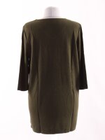 Damen Marken Longshirt Taschen V-Ausschnitt moosgrün...