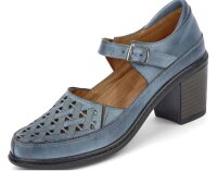 Damen Schuhe Pumps-Sandalette Leder jeansblau 17187...
