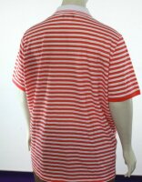 Damen Shirt Poloshirt kurzarm weiß-rot gestreift mit Baumwolle Gr 60 62 NEU B39