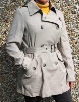 Damen Trenchjacke Trenchcoat 100% Baumwolle grau...