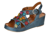 GEMINI Damen Schuhe Keilsandale Leder blau-geblümt 773031 Größe 42 NEU B9a
