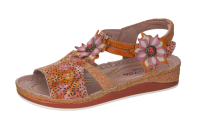 LAURA VITA Damen Schuhe Sandale Leder orange-floral flach...