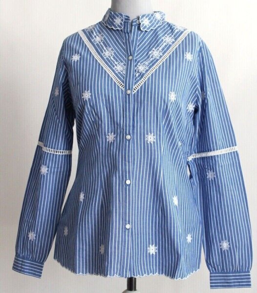 REKEN MAAR Hemd-Bluse langarm 100%Baumwolle blau-weiß gestreift Größe 38 NEU R66