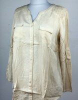 S.HEEGO Long-Bluse Tunika beige langarm Viskose Vintage...