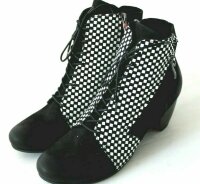 SIMEN Damen Schuhe Stiefelette Ankle Boot Leder schwarz-weiß Größe 41 G NEU S8