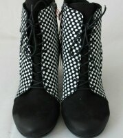 SIMEN Damen Schuhe Stiefelette Ankle Boot Leder schwarz-weiß Größe 41 G NEU S8