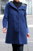 Damen Jacke Mantel mit Wolle Flausch-Optik blau Kapuze Gr...