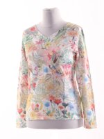 Damen Pullover 34%Baumwolle florales Muster...