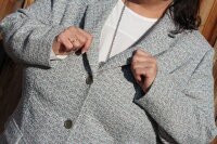 Damen marken Jacke Kurz-Mantel Bouclé grau meliert weich Größe 56 58 NEU HR81