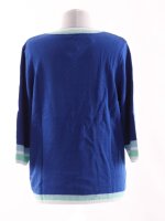 Damen Marken Pullover Strick V-Ausschnitt royalblau-grün-weiß Größe 50 NEU B70