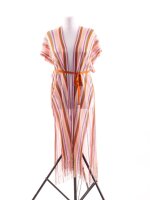 FÜRSTENBERG Damen Kimono Strandkleid kurzarm Streifen mehrfarbig Gr 000 NEU A134