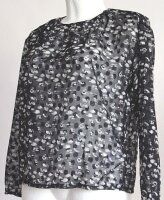 SIENNA Bluse Tunika langarm Chiffon schwarz-weiß-gemustert Schlupf Gr 36 NEU R25