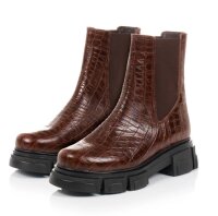 REKEN MAAR Chelsea-Boots Damen Schuhe Leder Croco-braun Schlupf Größe 39 NEU Q27