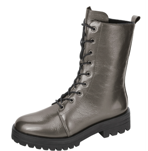 Damen Schuhe Stiefelette Boots Lackleder grau 573472 Gr 41 NEU B17a