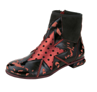 SIMEN Damen Schuh Stiefelette Boots Leder schwarz-rot...