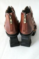 LAURA VITA Damen Schuh Sandale Leder braun Lochmuster Absatz 7,5cm Gr 39 NEU K7