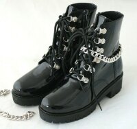 Damen Schuhe Stiefelette Boots Lacklederimitat schwarz Gr...