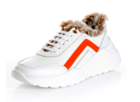 Damen Schuh Sneaker Leder weiß-orange...