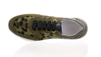 Damen Schuh Sneaker Leder-Kunstfell leo-khaki-schwarz Größe 39 NEU K10
