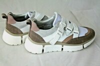 Damen Schuh Sneaker Weiß-Nude-Taupe Leder Textil Plateau Gr 40 NEU Q18