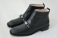 Damen Schuh Stiefelette Boot Leder schwarz Kroko-Optik Gr...