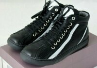 Andrea Conti Damen Hohe Sneaker Leder schwarz-silber...