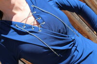 BODYFLIRT Abendkleid maxi Kleid blau langarm Wickelopti Gr 32 34 36 38 NEU HR204