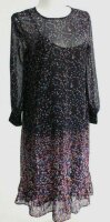 COPO DE NIEVE Maxi-Kleid langarm blaubunt Chiffon Gürtel Unterkleid Gr 38 NEU R6