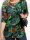 Damen marken Long-Shirt 3/4Arm Jersey-Qualität grün-floral stretch Gr 56 NEU B48