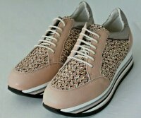 FIOCCO Damen Schuhe Plateau-Sneaker Leder/Textil Beige...