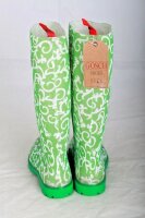 GOSCH Damen Schuhe Regenstiefel grün Ornament-Print Größe 38 39 Weite F NEU