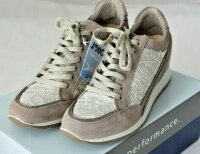 IMAC Damen Sneakers Leder Textil Schuhe taupe...