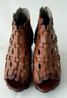 LAURA VITA Damen Schuh Sandale Leder braun Lochmuster Absatz 7,5cm Gr 37 NEU K7