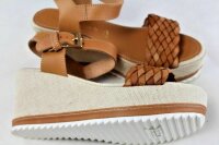 PRATIVERDI Damen Schuhe Sandalette Plateau-Sandalen Leder braun Größe 40 NEU W72