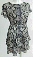 ROCKGEWITTER sommer Kleid midi kurzarm Lagen-Look creme-schwarz Gr 38 NEU A127