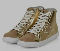 SIENNA Damen Schuhe Hightop Sneaker Leder Gold...