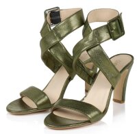 SIENNA Damen Schuhe Sandalette Leder grün Absatz 8cm Fesselriemen Gr 39 NEU X26