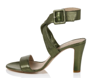 SIENNA Damen Schuhe Sandalette Leder grün Absatz 8cm Fesselriemen Gr 39 NEU X26