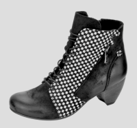 SIMEN Damen Schuhe Stiefelette Ankle Boots Leder schwarz-weiß Größe 37 G NEU S8