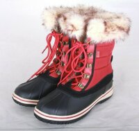 TIURAI Damen Schuhe Winterstiefel Boots black-red Leder...