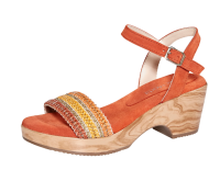 Damen Schuh Sandale Leder orange Plateau Blockabs 351002...
