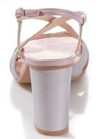 Damen Schuh Sandale Leder rosé-türkis-silber Blockabsatz Gr 38 NEU K31