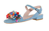 Marken Damen Schuhe Sandale Leder blau Pailletten flach...