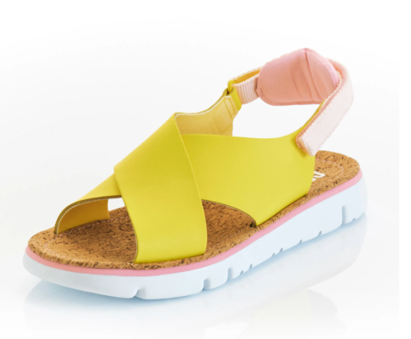 CAMPER Damen Sandale Schuhe Leder gelb Kork-Decksohle flach Größe 37 NEU X8